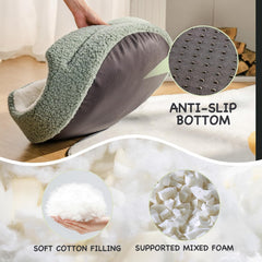 Washable Pet Bed for Cats, Kittens & Small Dogs - 23x23x7 Inch Round Orthopedic Bed with Non-Slip Bottom, Sage Green