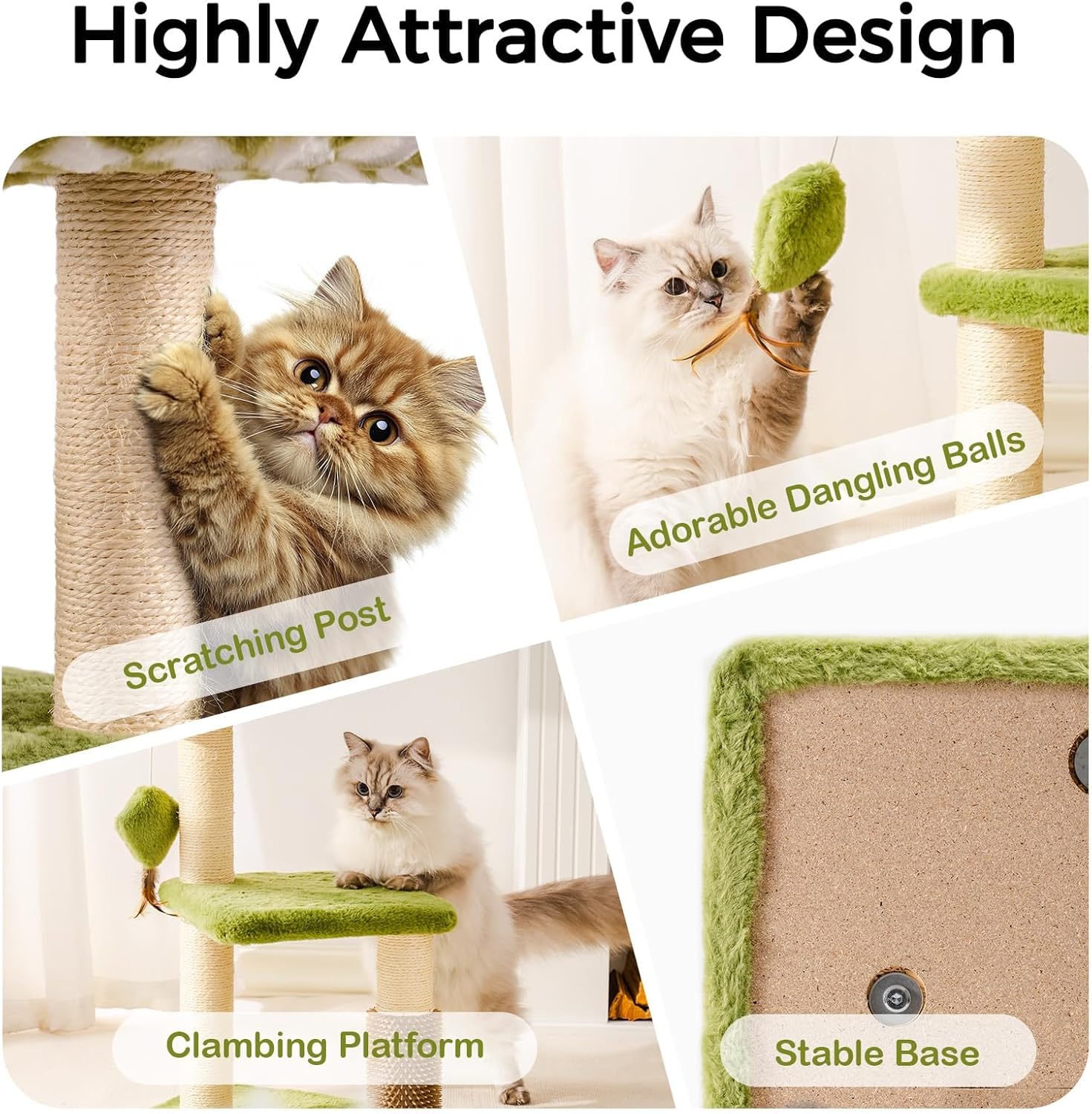 Cat Tree Tower for Cats and Kittens - Multi-Level Scratching Post with Removable Perch & Interactive Toys