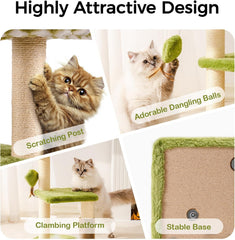 Cat Tree Tower for Cats and Kittens - Multi-Level Scratching Post with Removable Perch & Interactive Toys