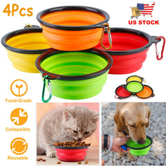 4Pcs Silicone Collapsible Dog Bowls