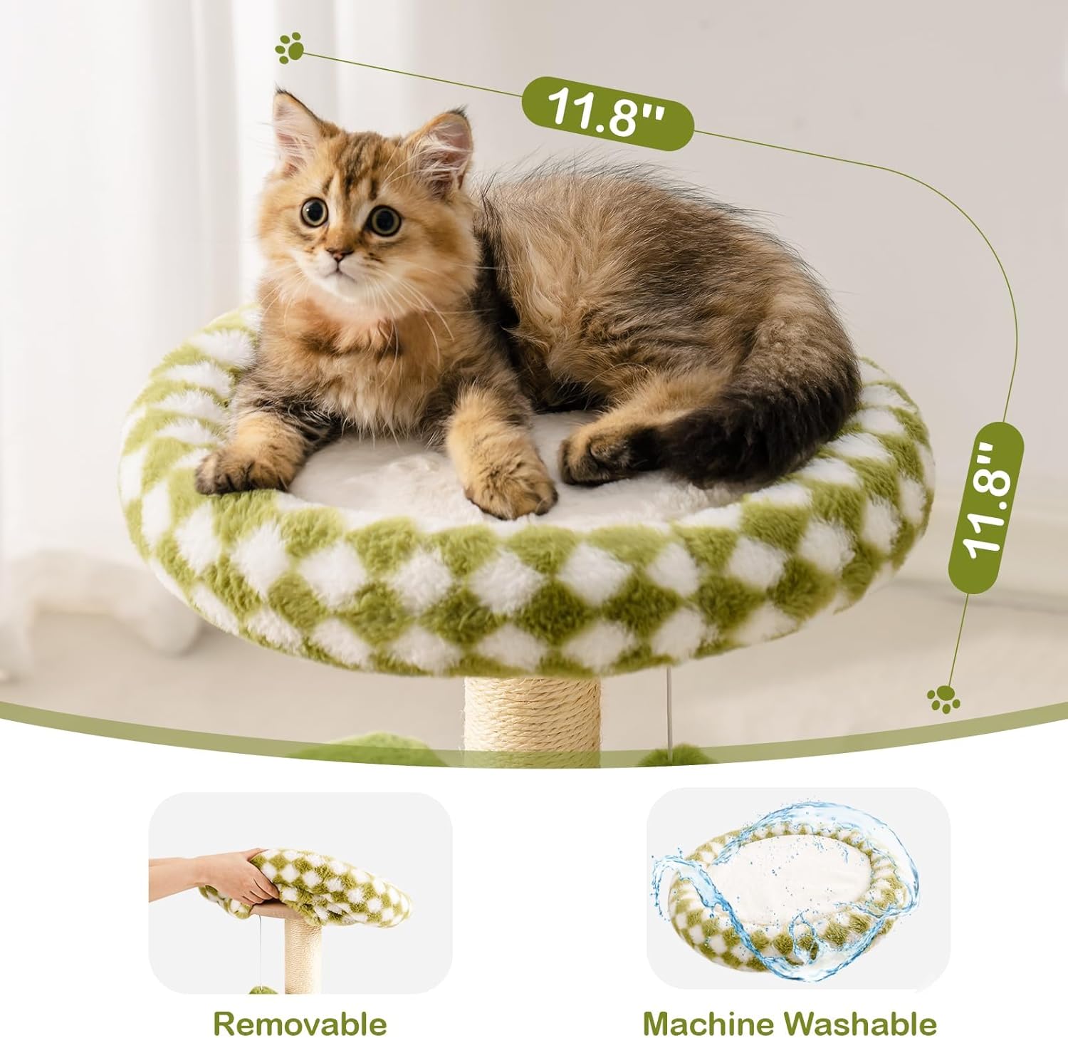 Cat Tree Tower for Cats and Kittens - Multi-Level Scratching Post with Removable Perch & Interactive Toys