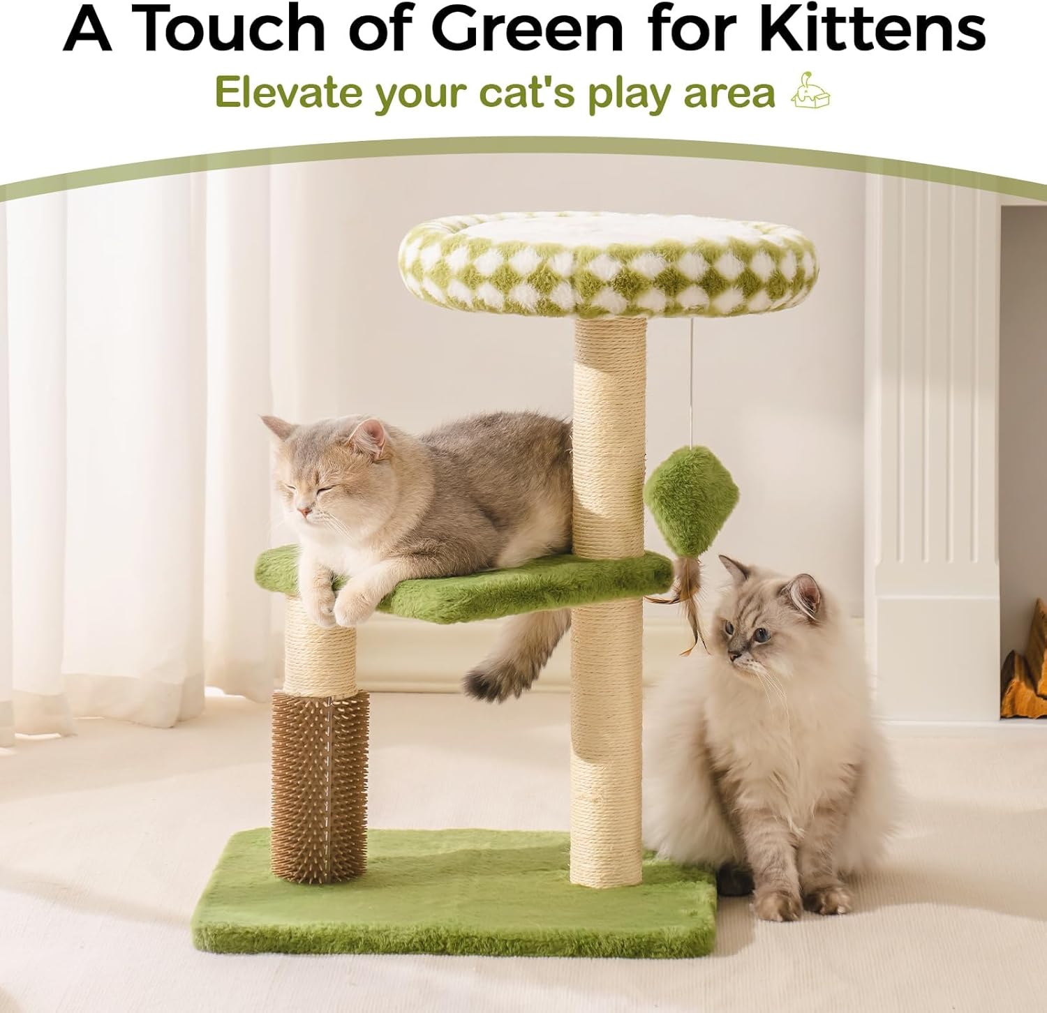Cat Tree Tower for Cats and Kittens - Multi-Level Scratching Post with Removable Perch & Interactive Toys